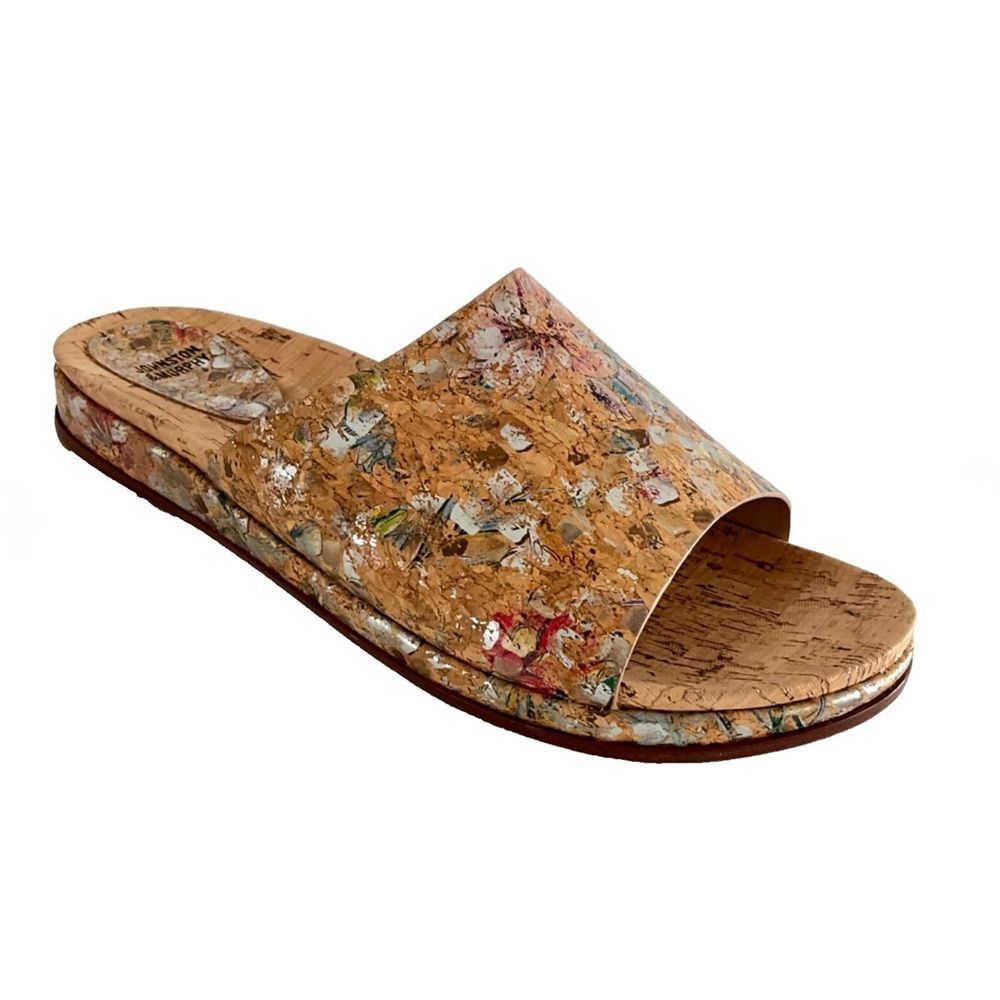 Johnston & Murphy Jenny Floral Cork Slide Sandals 10